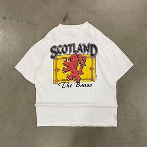 Vintage 90s Scotland The Brave Le Pays International Graphic Crest T-Shirt XL
